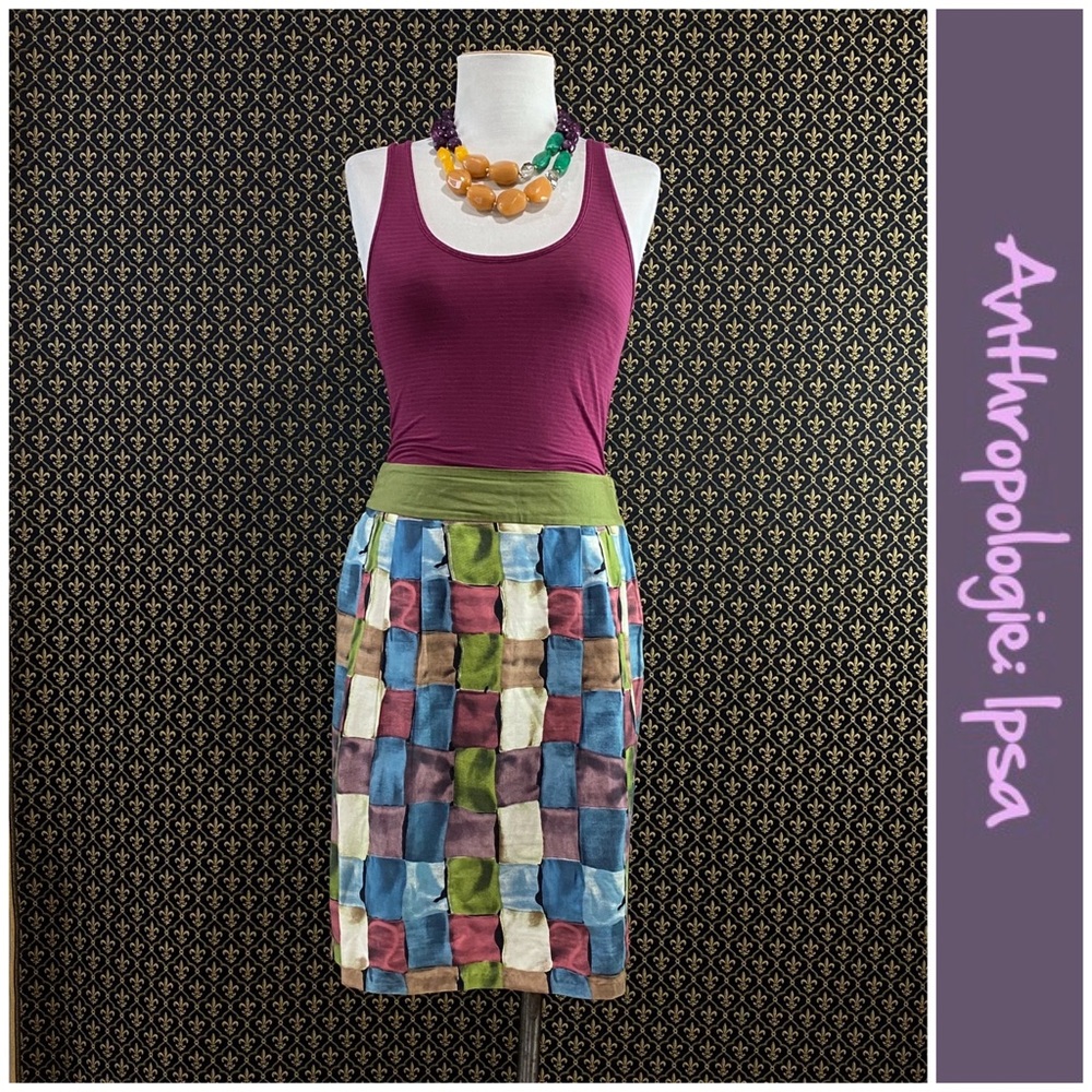 Anthro Patchwork Print Scarf By Ipsa